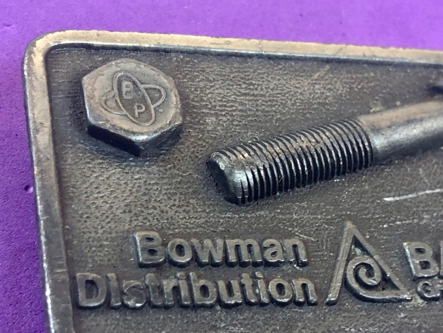 Vintage Bowman Distribution. Bolts and Screws BARNES Group belt buckle