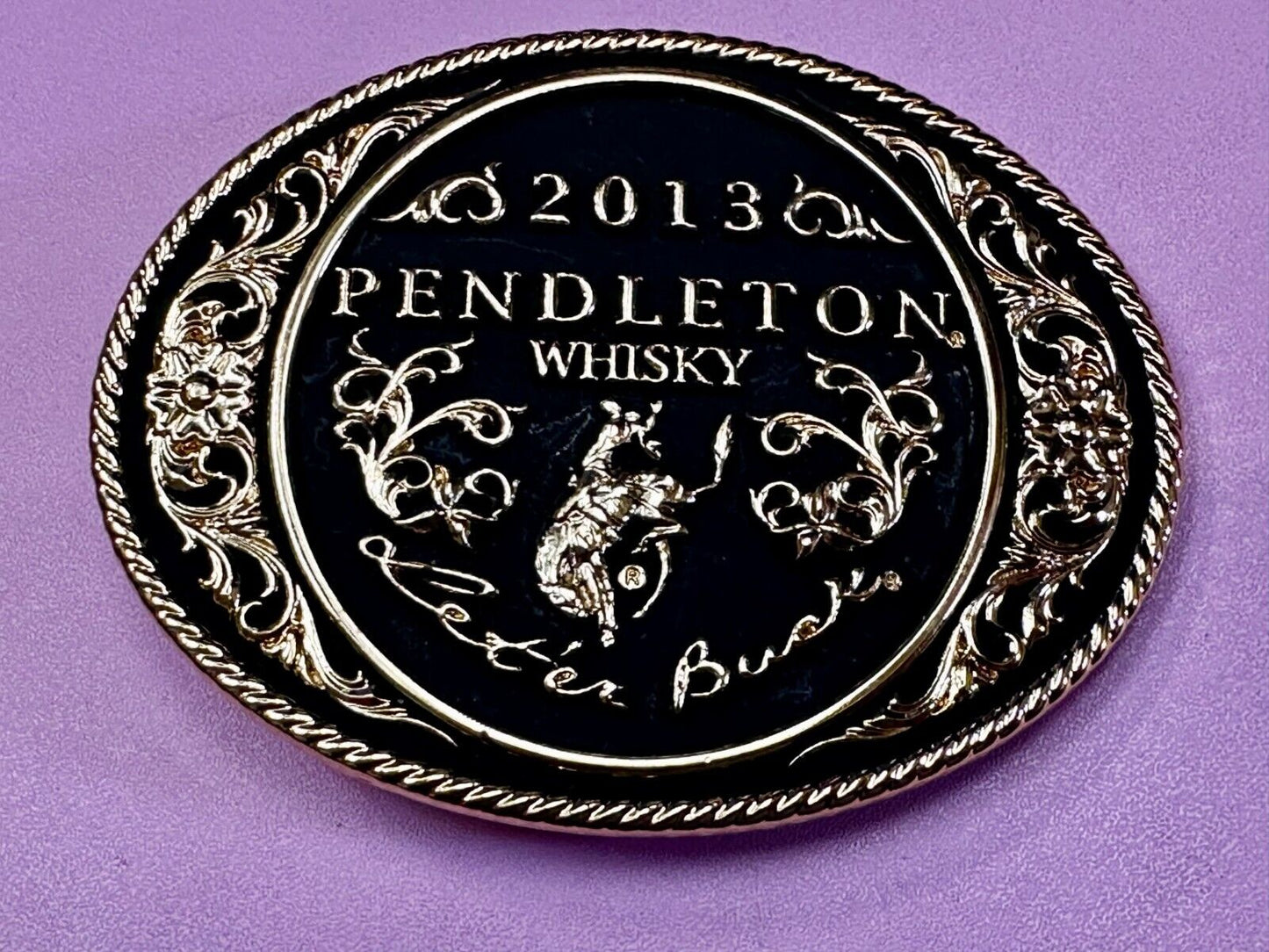 2013 Pendleton Whiskey Let'er Buck Rodeo Cowboy Montana Silversmiths Belt Buckle