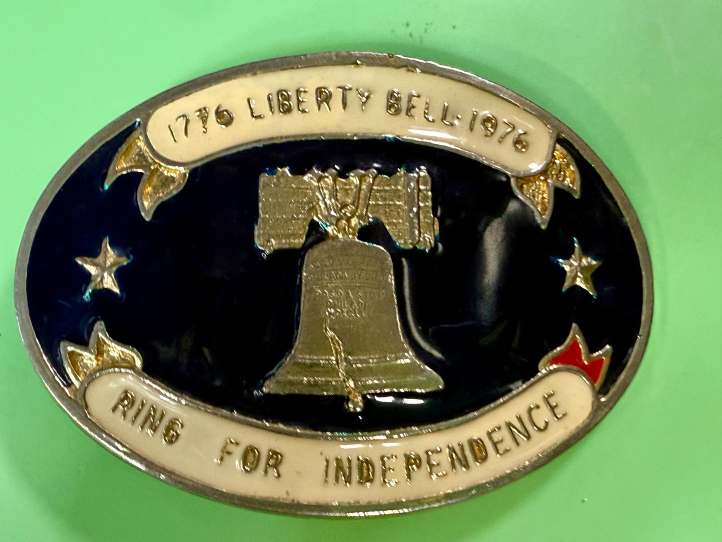 Bicentennial 1776-1976 Liberty Bell Ring Independence Commemorative Belt Buckle