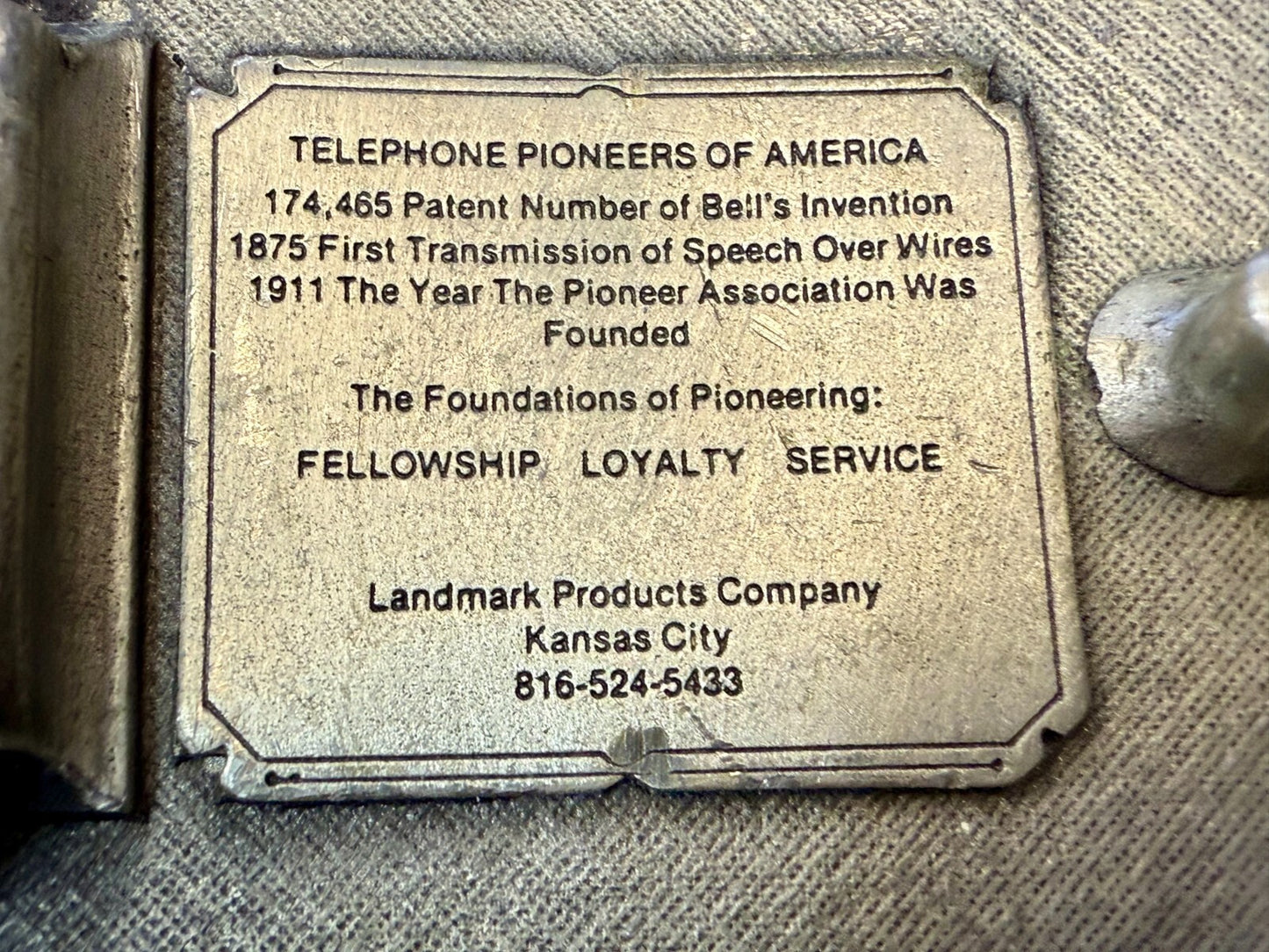 Telephone Pioneers of America Silver Color Commemorative Belt Buckle