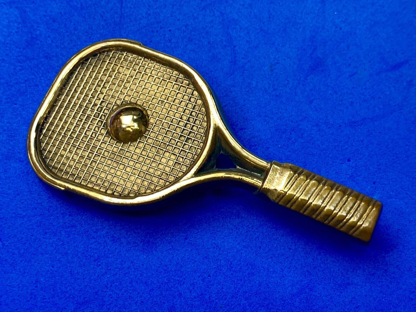 Tennis Racquet & Ball Vtg. 1978 Solid Brass Sports Belt Buckle -Baron Buckles