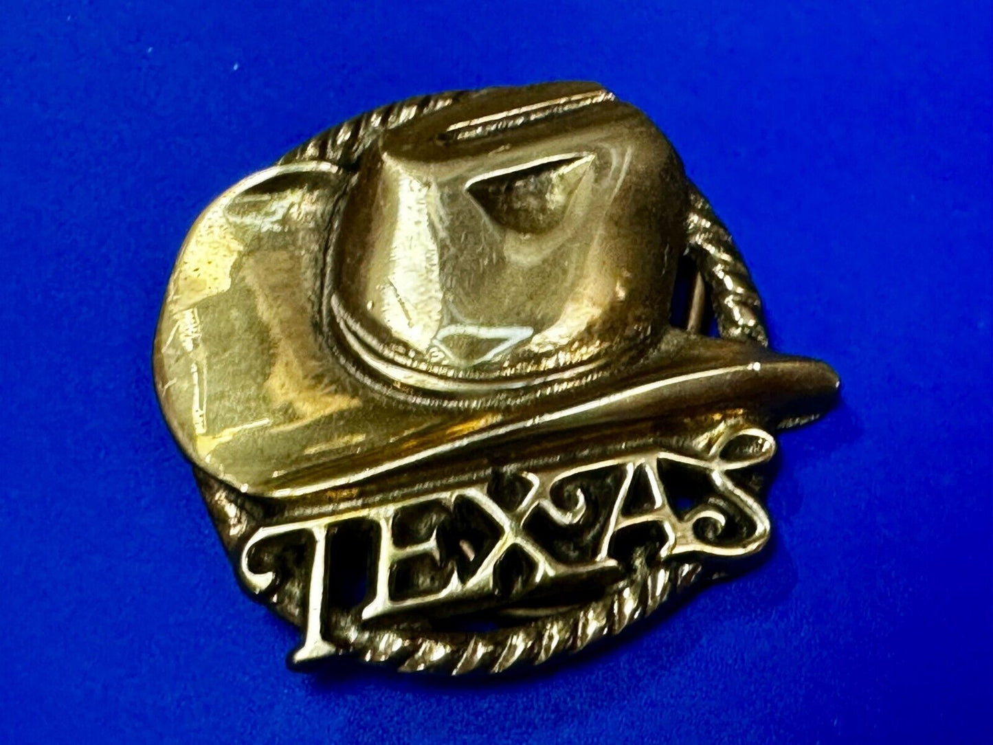 Texas State Cowboy Hat w/ Rodeo Cowboy Rope Vintage Western Cutout Belt Buckle