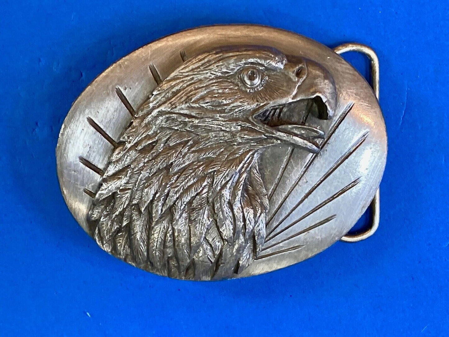 Vintage 1987 Western Eagle Flying High Hunting Wings Wide Belt Buckle Siskiyou