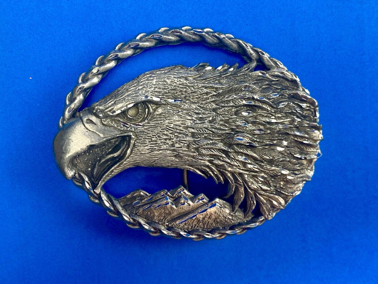 Vintage 1995 EAGLE head see through PEWTER belt buckle by EJC