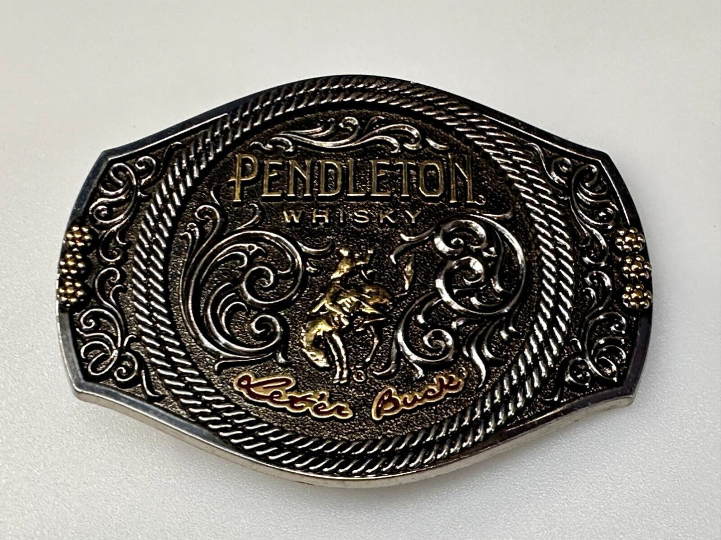 2021 Pendleton Whiskey Let'er Buck Rodeo Cowboy Montana Silversmiths Belt Buckle