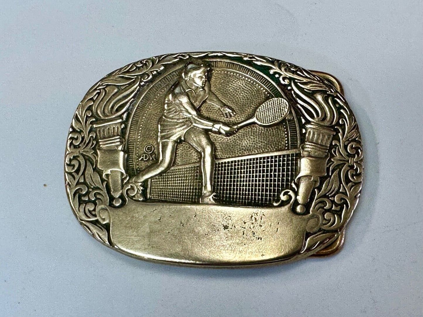 Tennis Player - Set Match Sports solid brass belt buckle by Award Design Medals