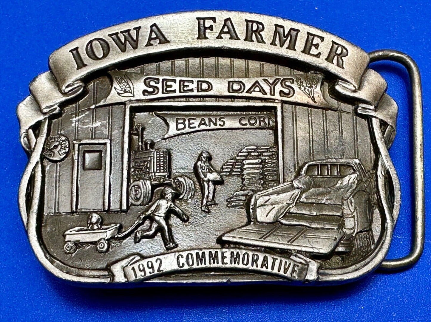 1992 Iowa Farmer seed days - State Farm Commemorative belt buckle