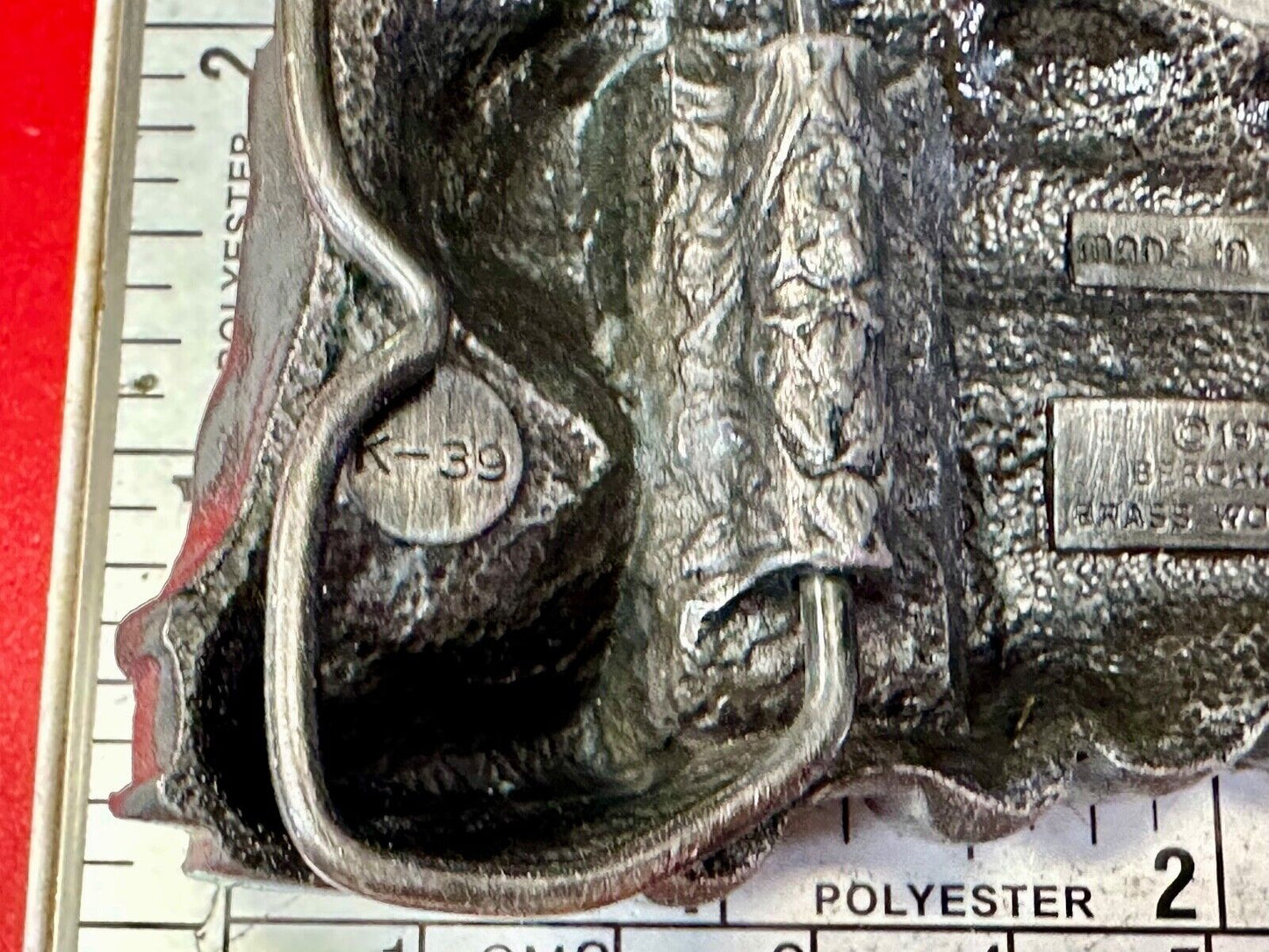 Vintage 1978 RR train Steam Engine Bergamot cutout belt buckle