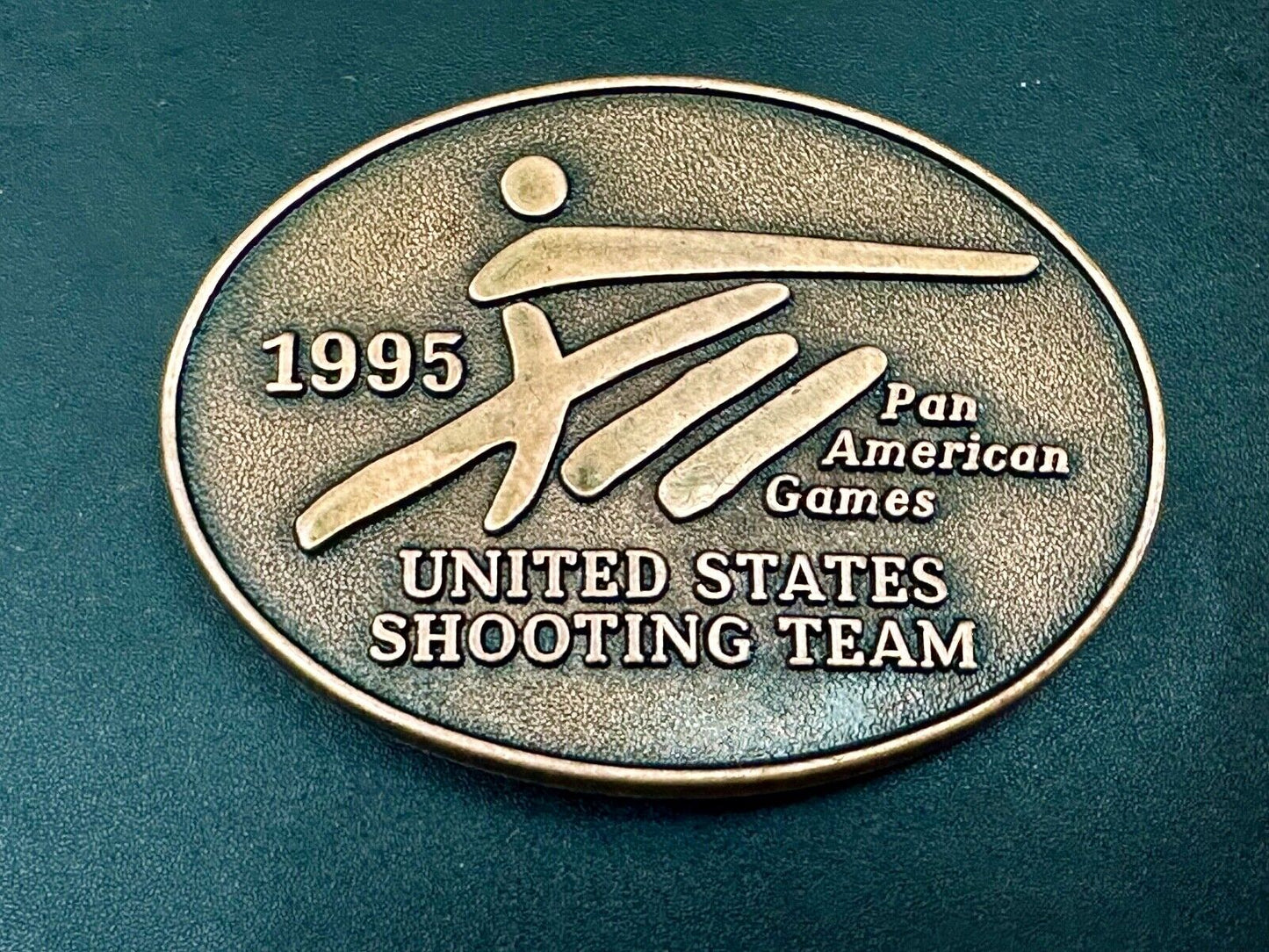 1995 United States US Shooting Team Pan American Am games belt buckle