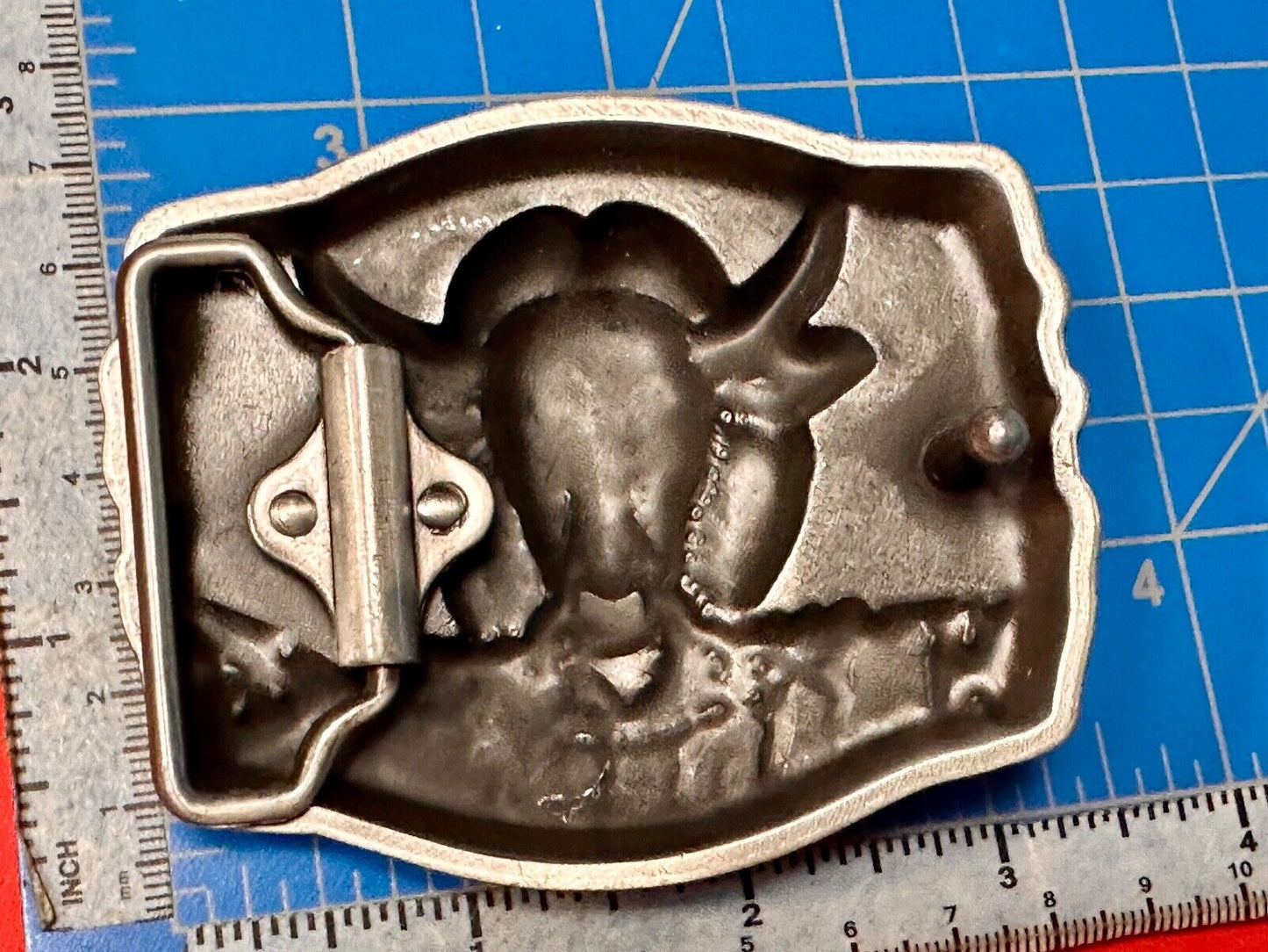 BAD TO THE BONE! RAGING BULL NOVELTY WESTERN RODEO COWBOY'S RIDER BELT BUCKLE