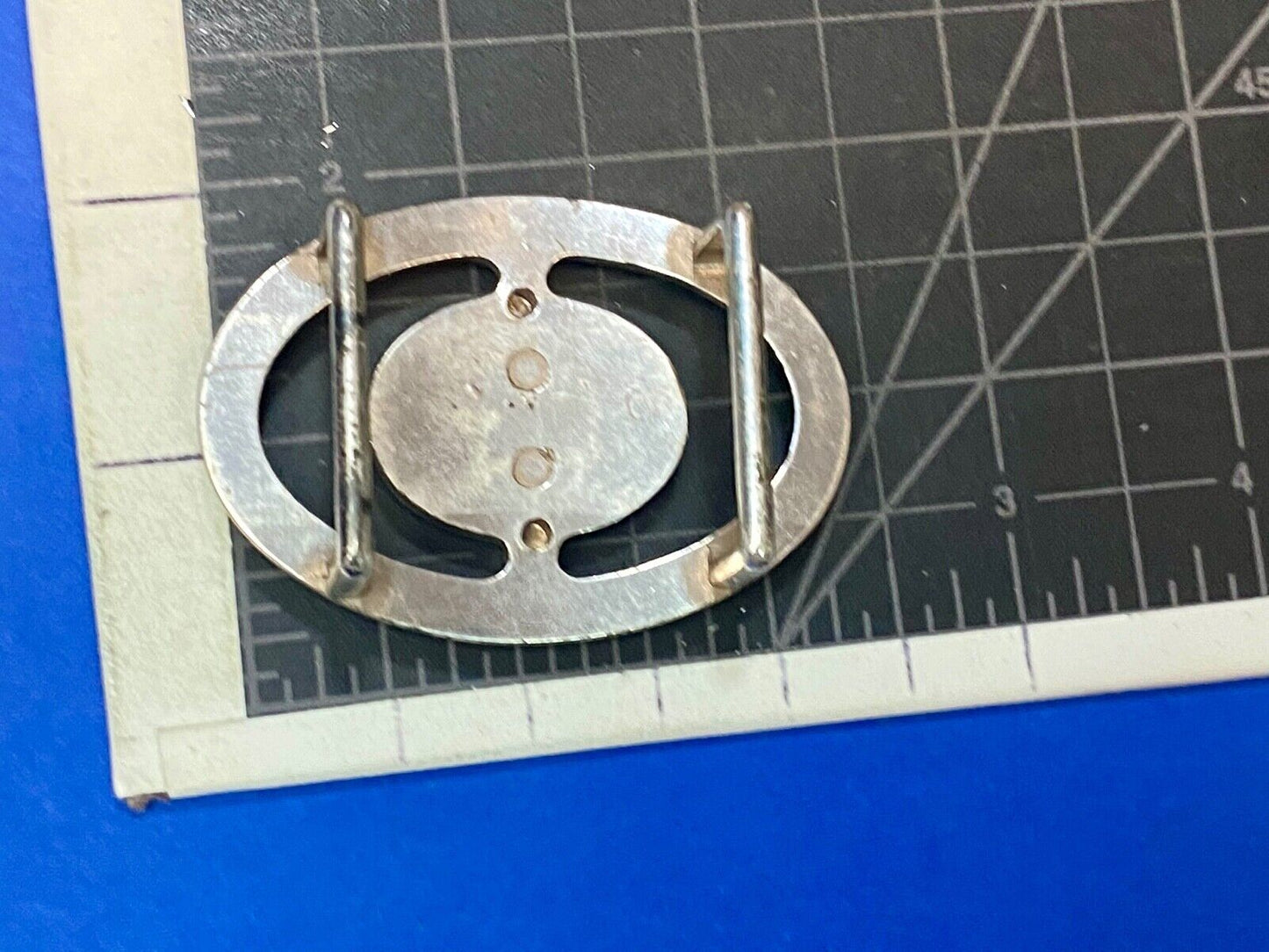 Vintage enamel? centerpiece on western silver tone see though 2.5" belt buckle