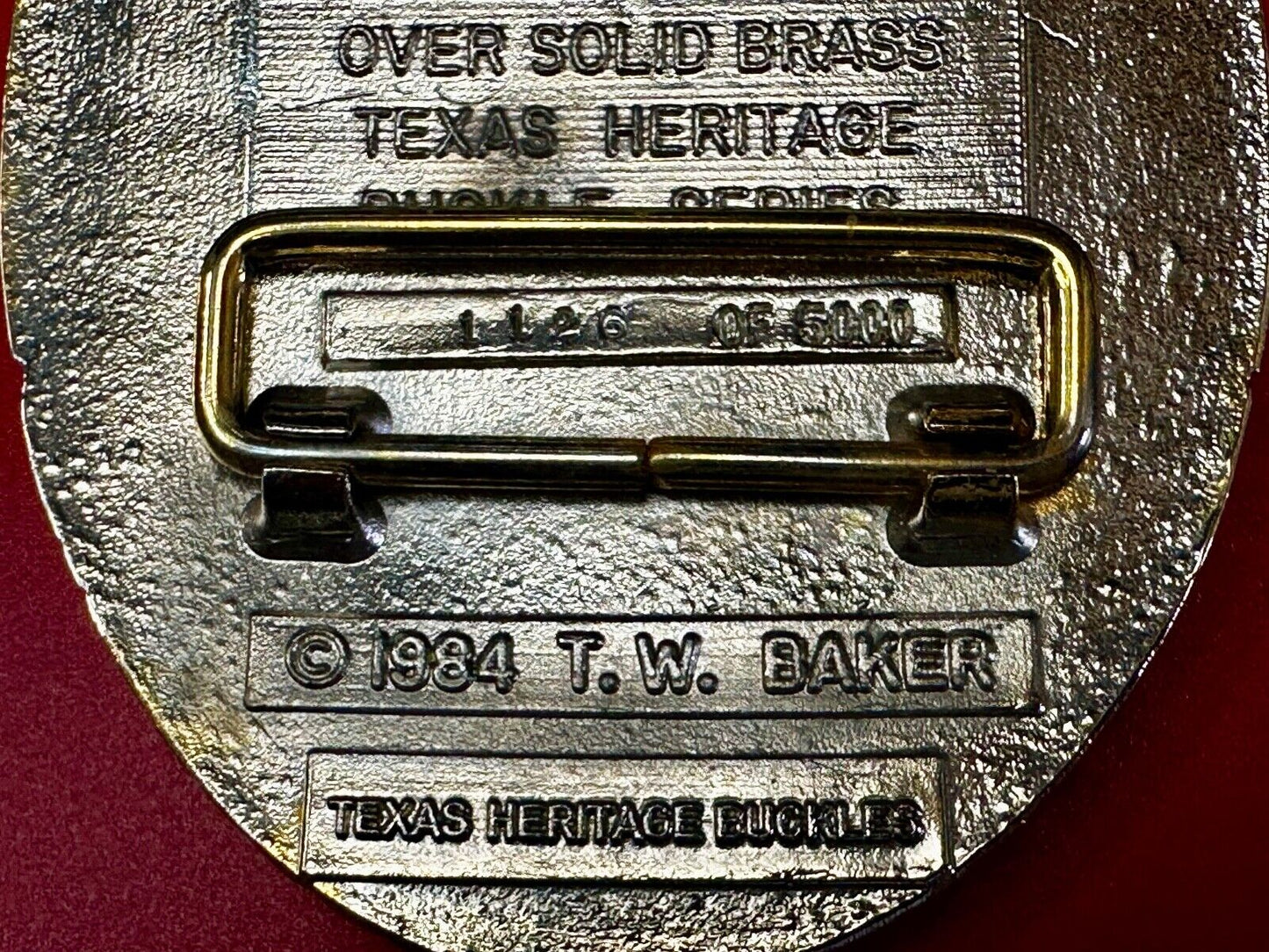 TEXAS SESQUICENTENNIAL ALAMO SAN JACINTO CAPITAL 1836-1986 TW Baker Belt Buckle
