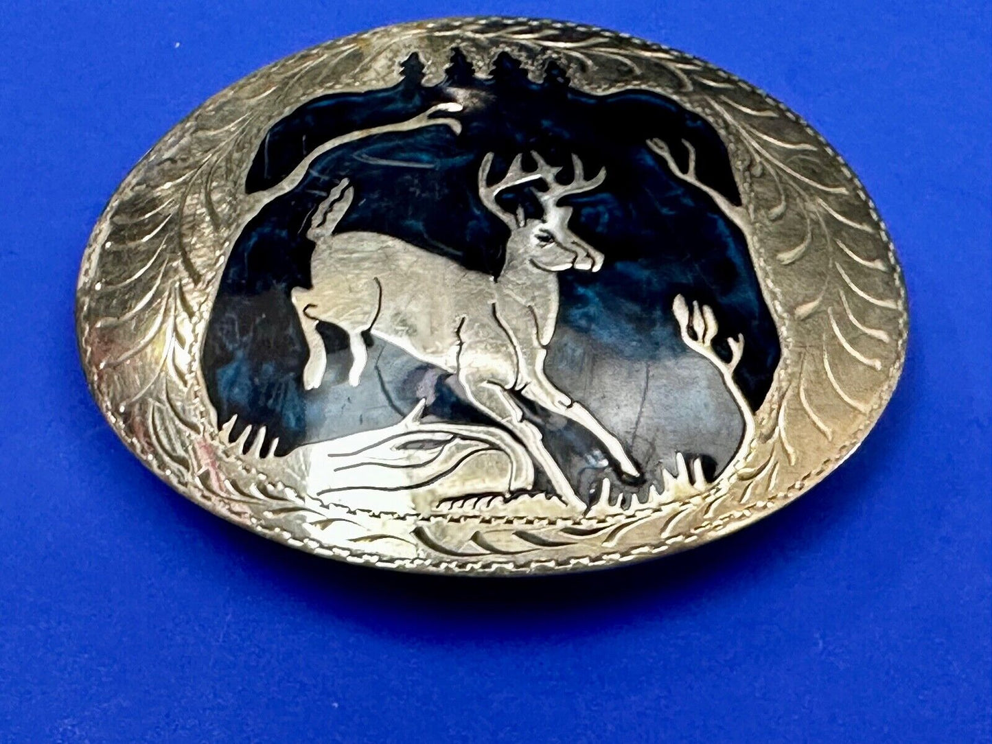 Beautiful Deer inlaid Blue Enamel