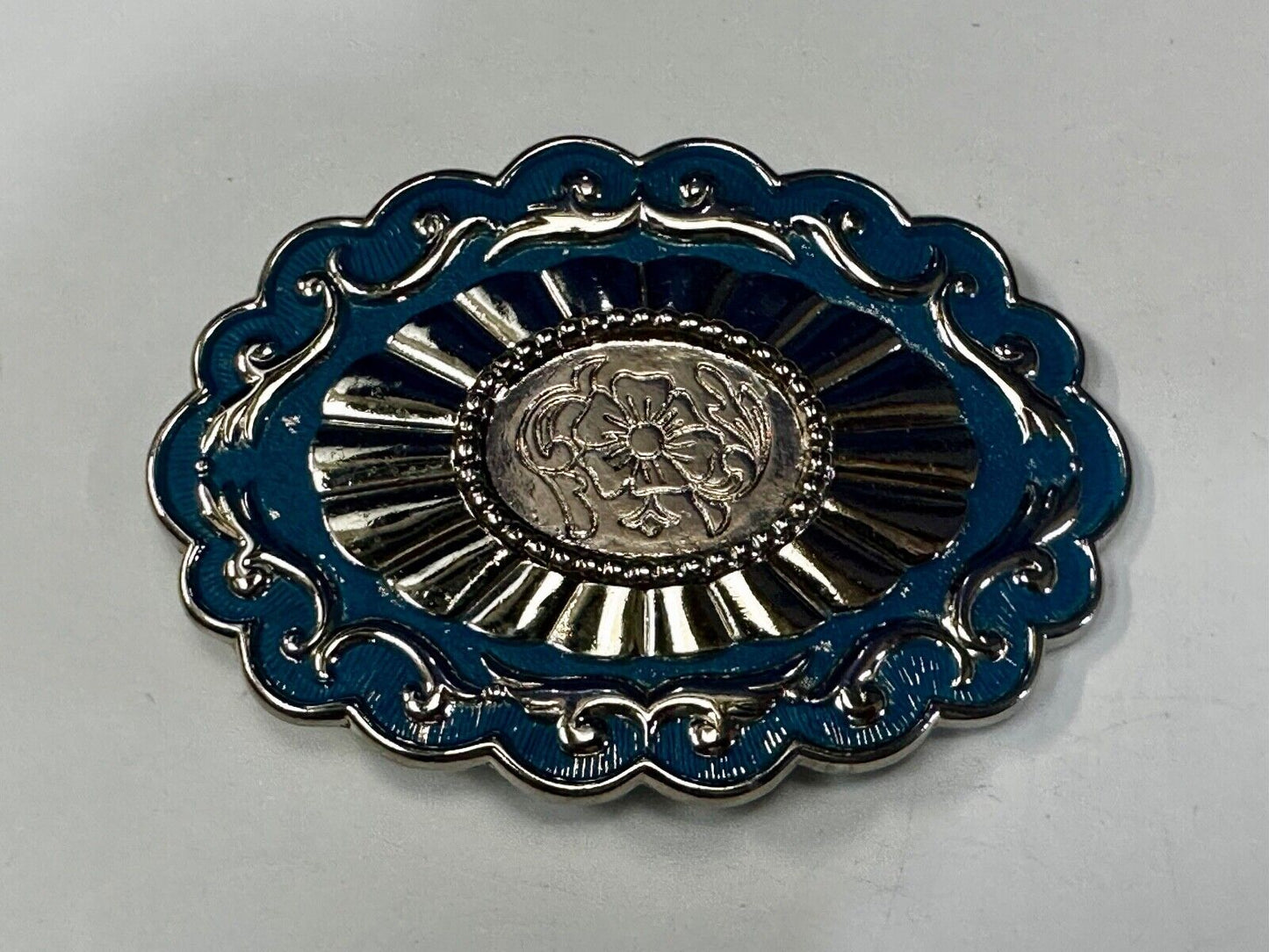 22 x 30 mm Silver & Blue Blank Belt Buckle TO GLUE Your Cabochon Gem Stone