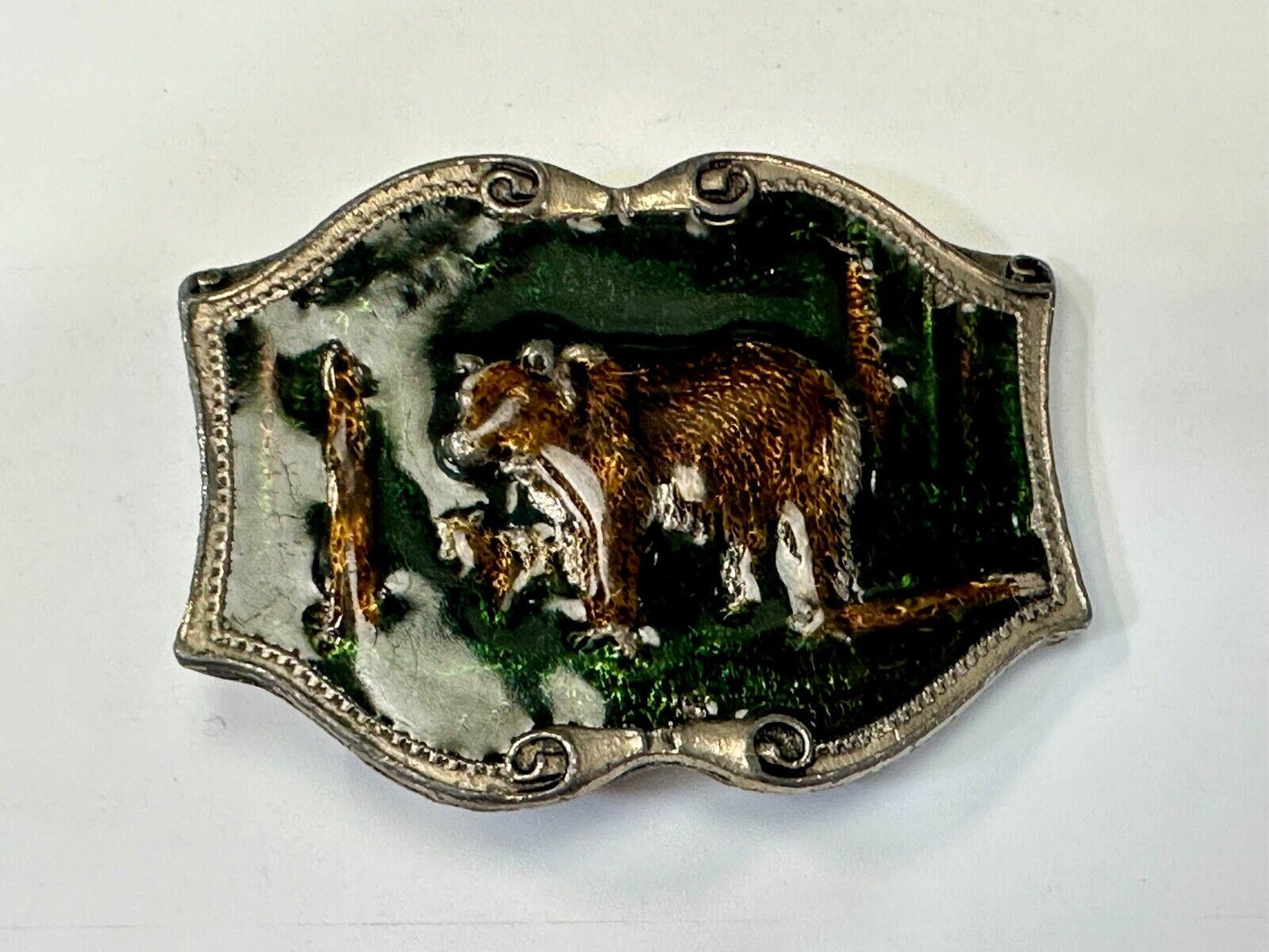 Bear & Cub in Nature Vintage Tiffany Studio New York belt buckle