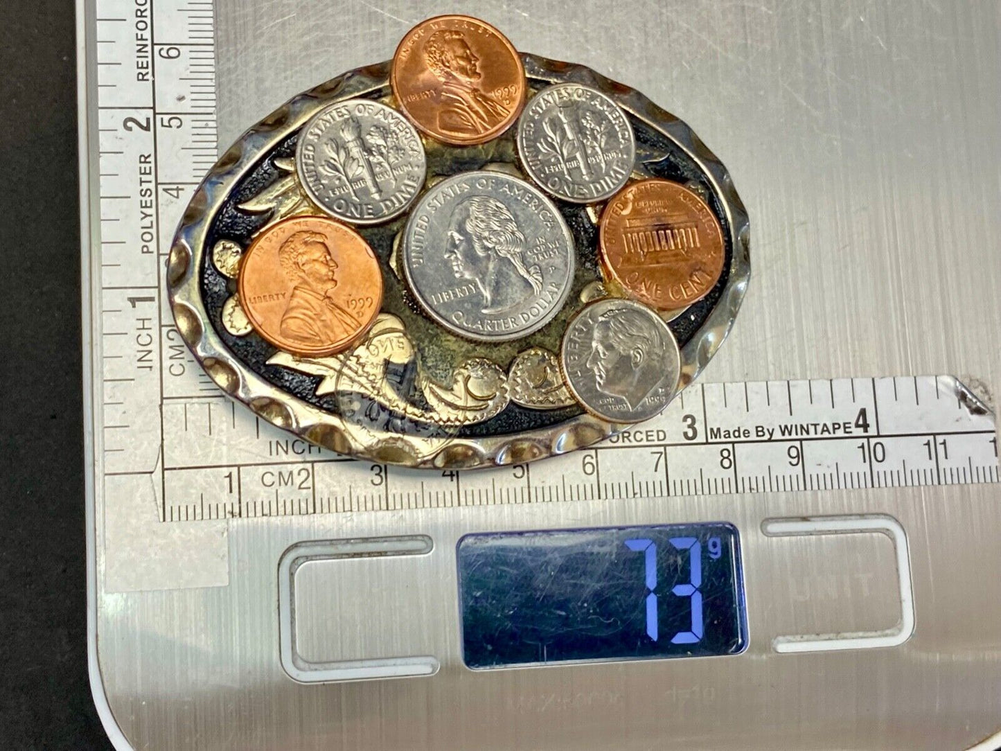 Artisan Usa Coin Collectors Cluster On Western Vintage Belt Buckle