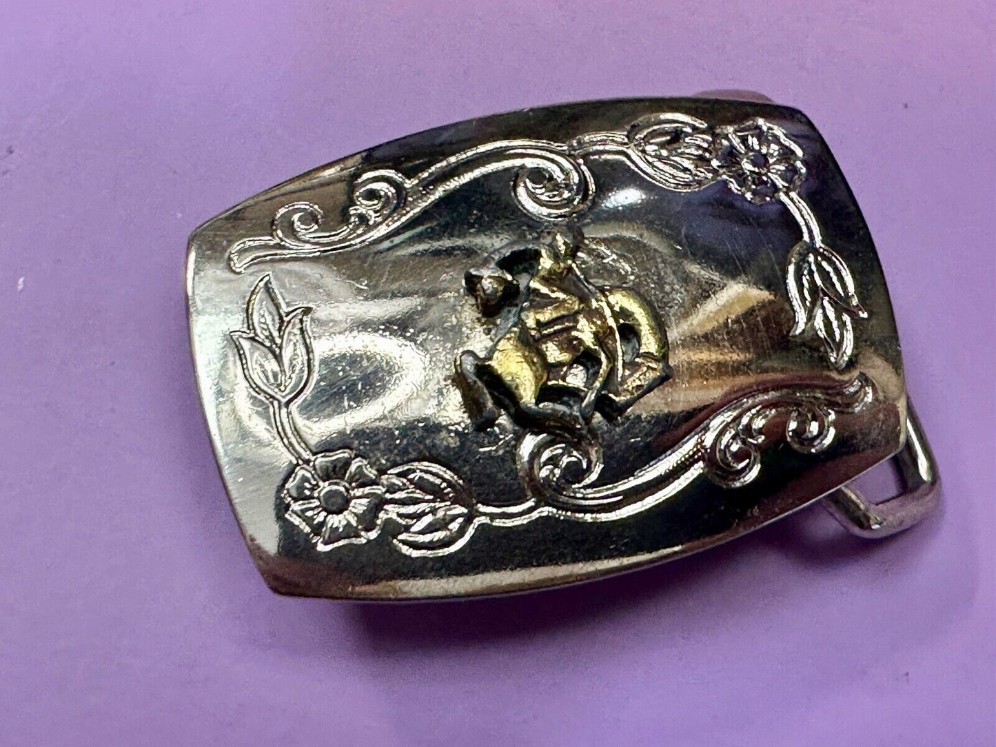 Vintage Cowboy Saddle Bronc western USA made belt buckle
