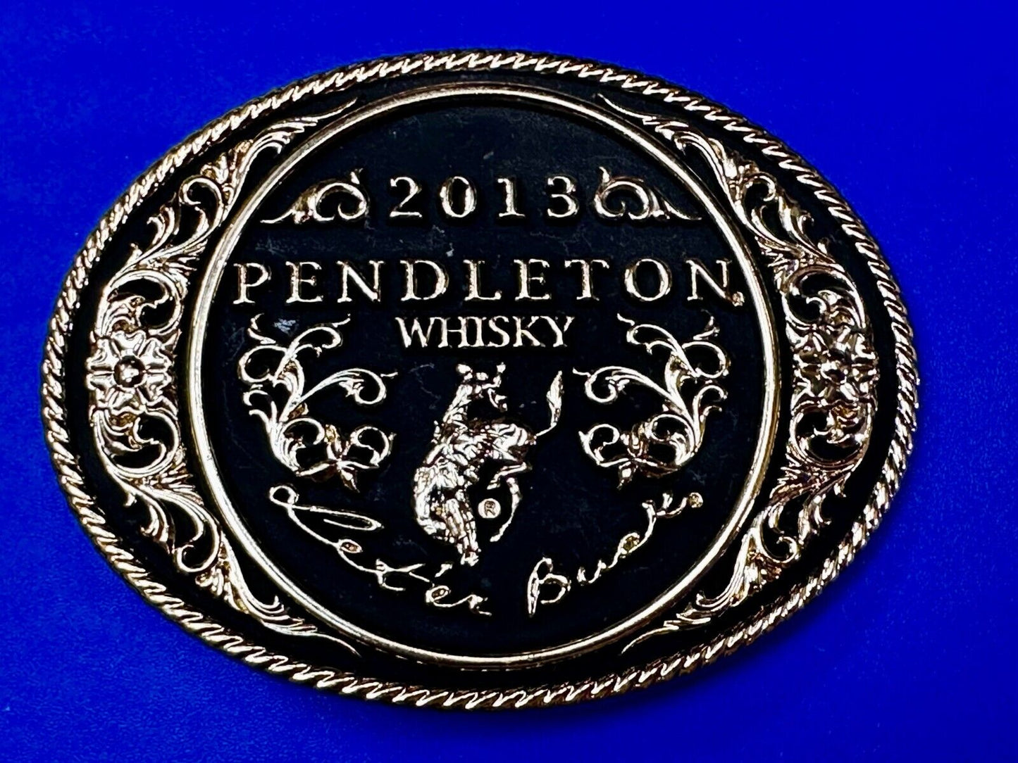 2013 Pendleton Whiskey Let'er Buck Rodeo Cowboy Montana Silversmiths Belt Buckle