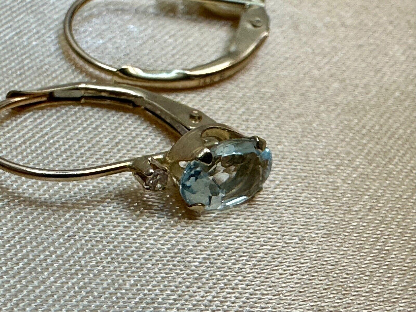 Vintage 14K Gold Ice Blue Topaz Earrings