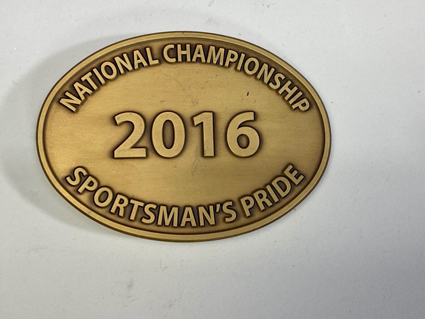 2016 National Championship Sportsman's Pride Gold Tone Oval Belt Buckle