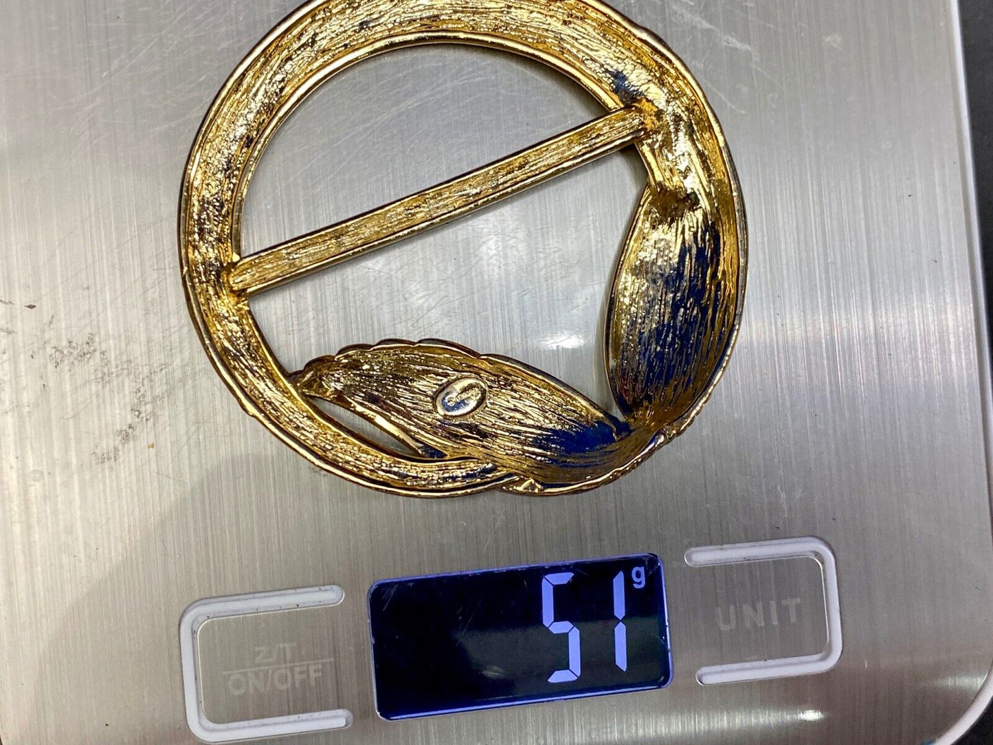 Torino Signed Gold Tone Round Scarf Tie Clip Belt Buckle Plus Bonus Belt Buckle