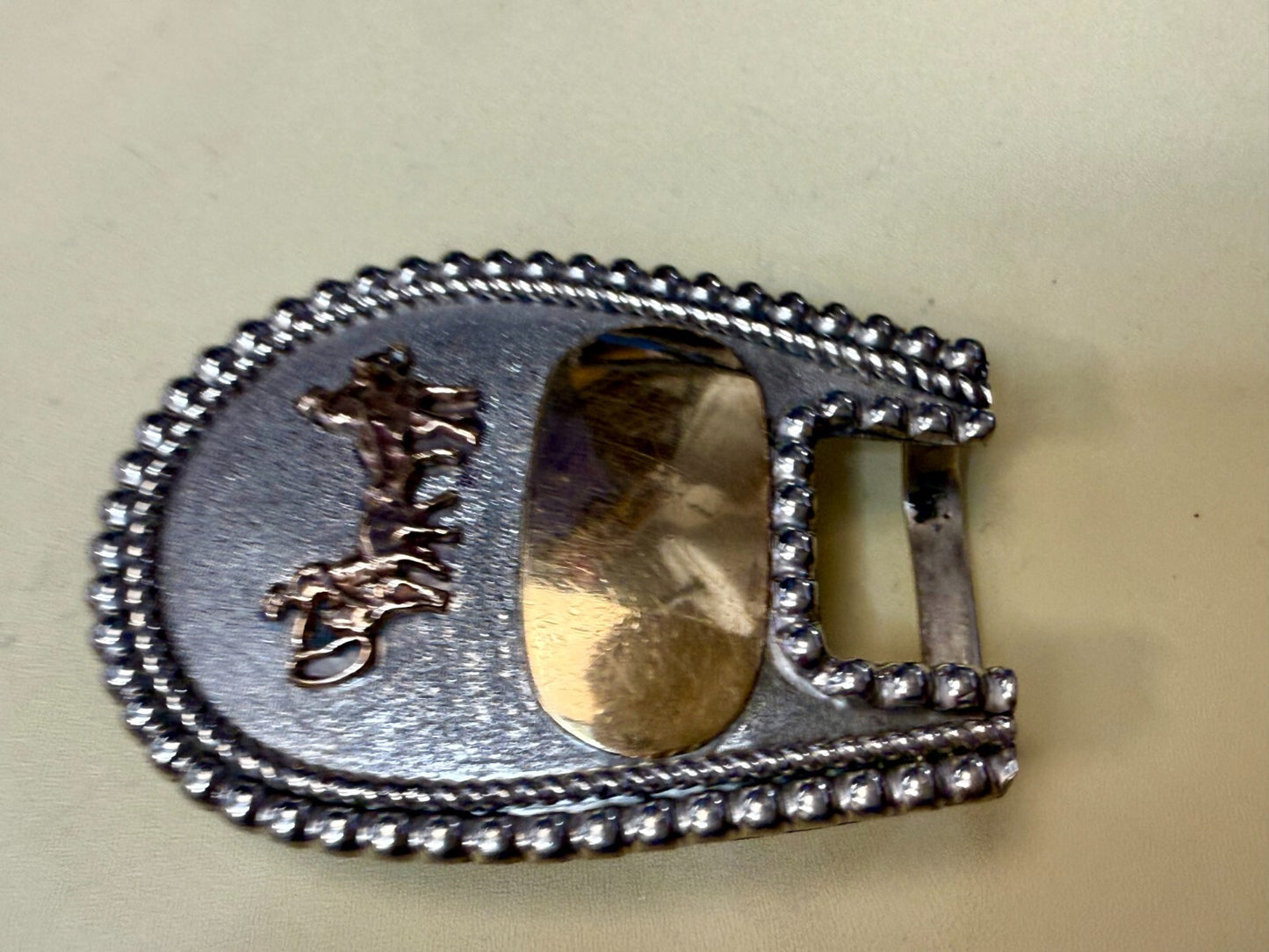 Vintage Cattle Drive Cowboy Horse Back Riding Trailing Pack Mule Belt Buckle