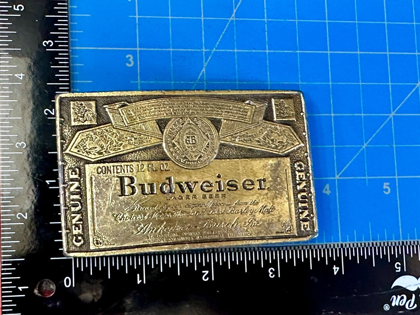 Vintage Budweiser A-168 Beer Company Brass Tone Add Belt Buckle
