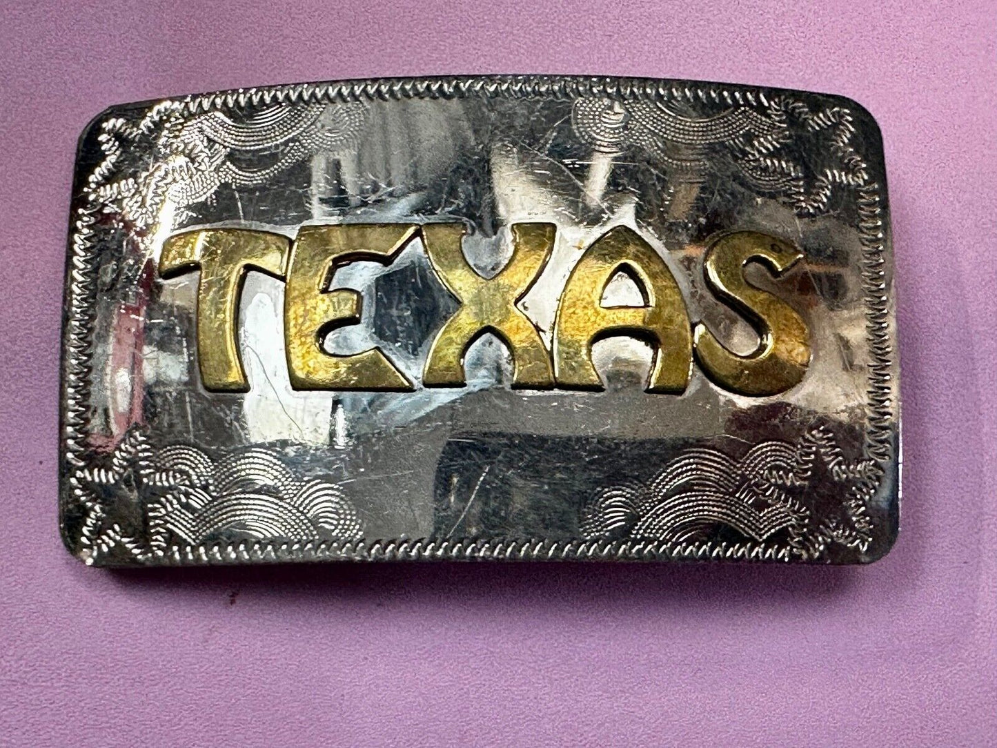 The Great State of Texas two tone German Silver rectangular Belt Buckle