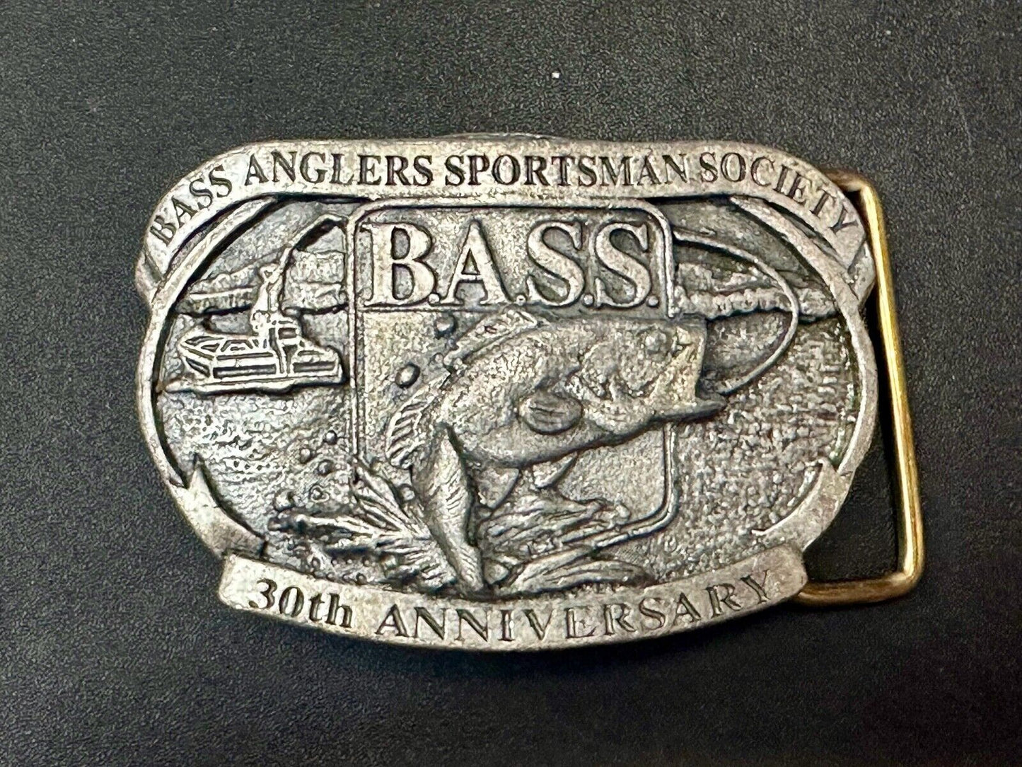1997 BASS Bass Anglers Sportsman Society Fishing 30th anniversary belt buckle