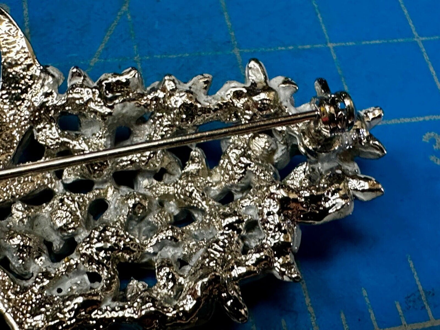 Vintage Enameled Flower Bouquet Silver Tone Vintage Brooch Pin