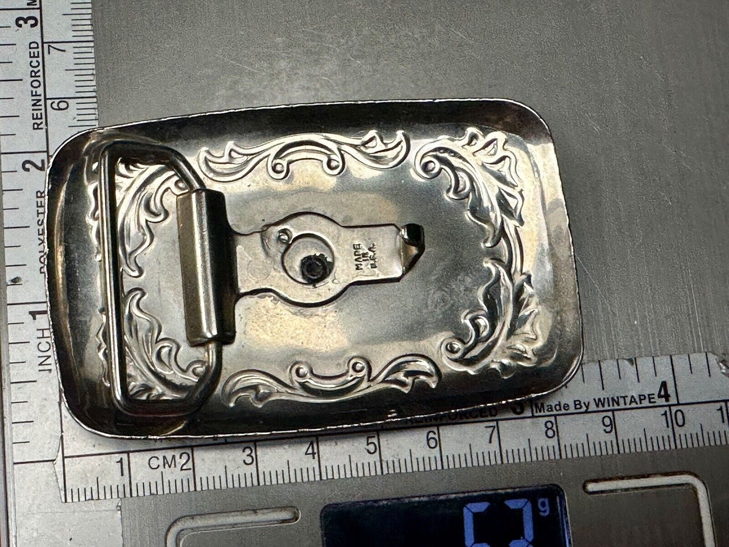 Vintage covered wagon two tone western mixed metal belt buckle