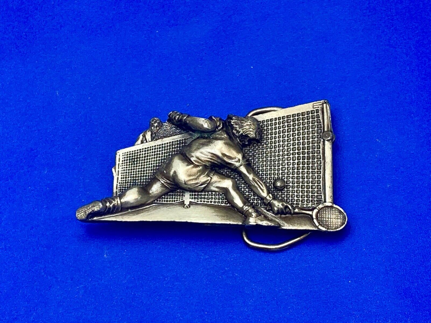 TENNIS sport game A-86 Vintage 1980 Bergamot brass works belt buckle