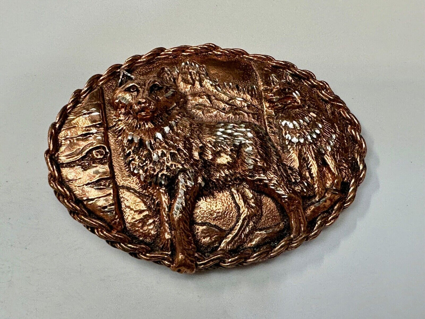 The Great Wolf - Wolves Pack Two Brown color oval western EGE Belt Buckle