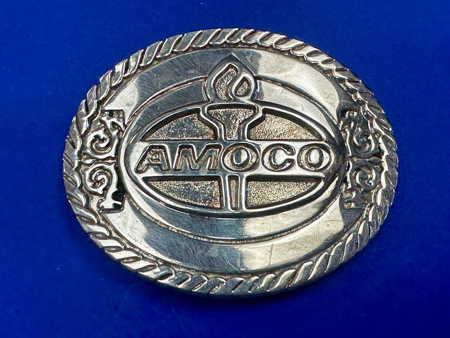 Amoco Oil Gas Mining Fuel Company logo Vintage 1981 belt buckle by by OC tanner