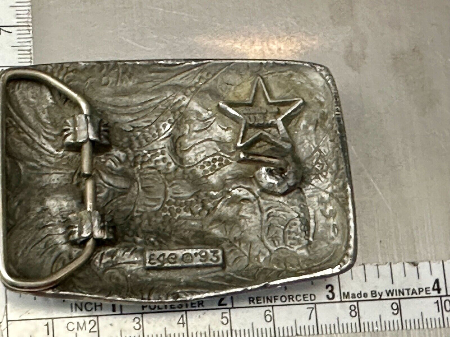 Texas longhorn - Vintage EGE 93 laser diamond etched cut Belt Buckle