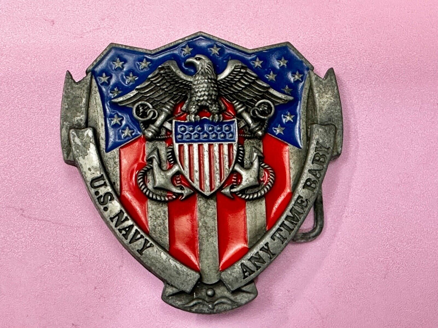 Anytime Baby - US Navy United States Military Flag Colors Cutout Belt Buckle