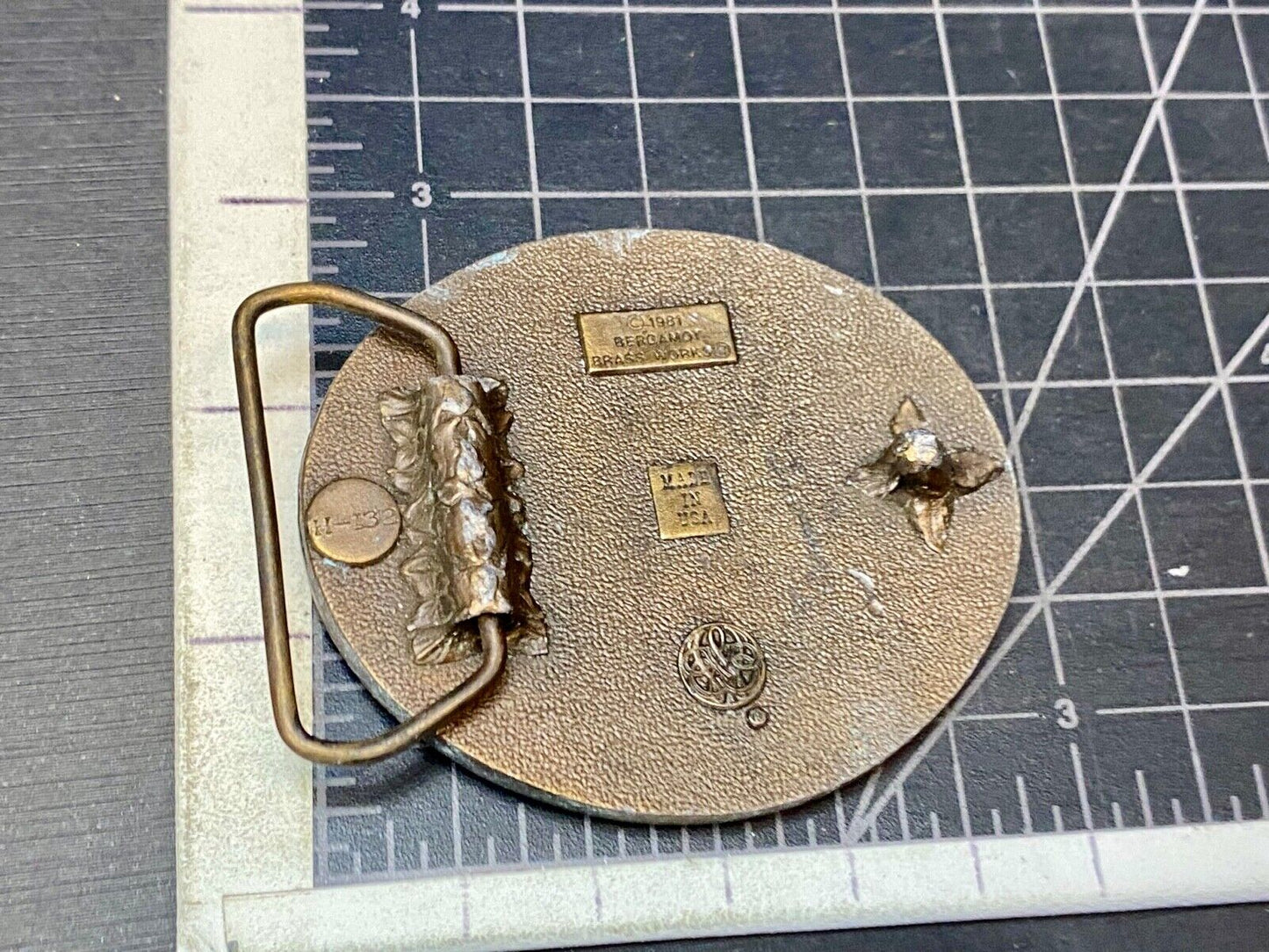 Vintage 1981 Im proud to be an American belt buckle by Bergamot Eagle and Crest