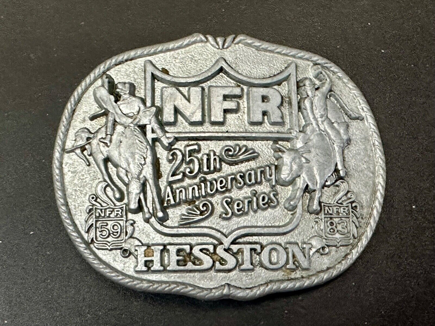 25th Anniversary Series NFR Rodeo Vintage HESSTON Cowboy belt buckle