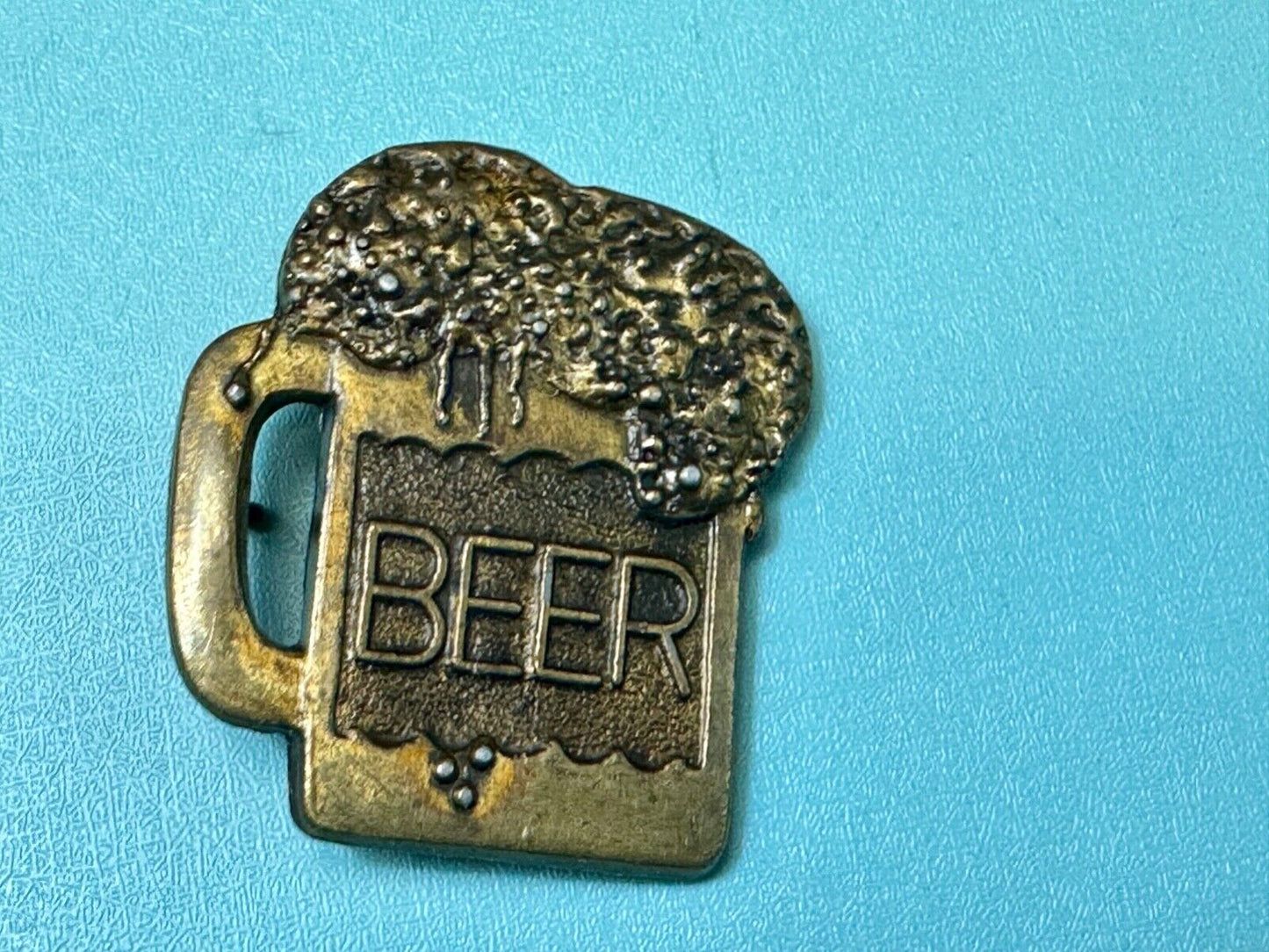 BEER mug - Suds flowing over Vintage cutout shaped belt buckle