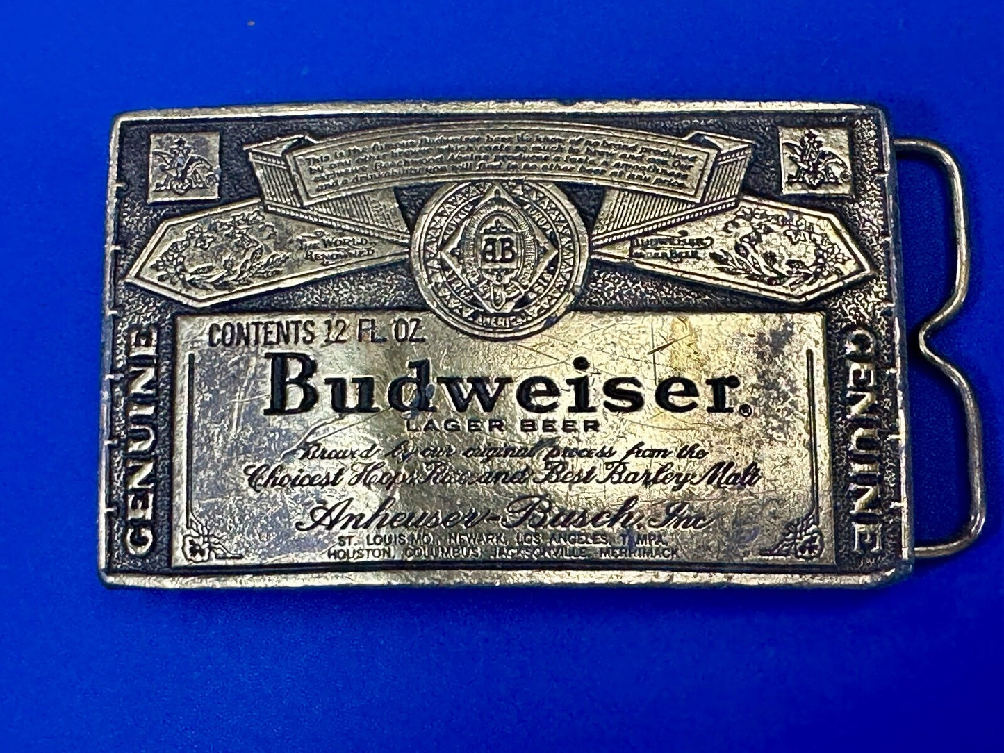 Vintage Budweiser A-168 Beer Company Brass Tone Add Belt Buckle