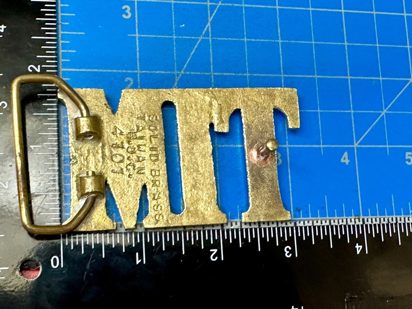 TIM Custom Name in cutout block letters solid brass belt buckle - Taiwan ROC