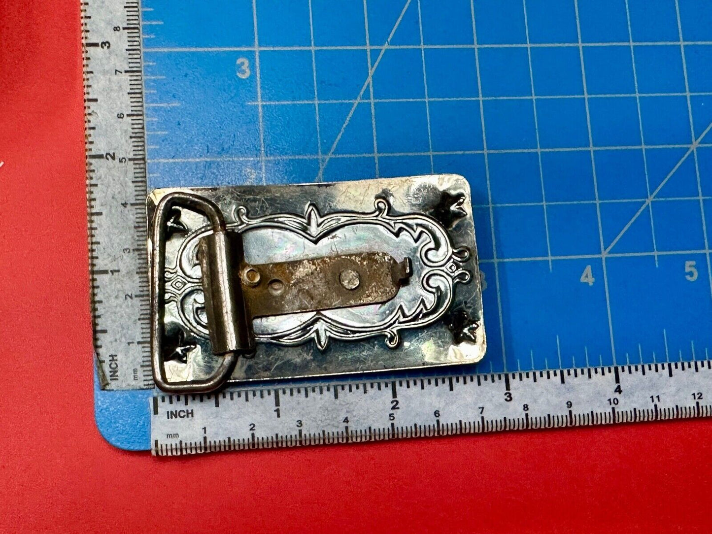 Vintage Covered Wagon Ornate belt buckle to restore