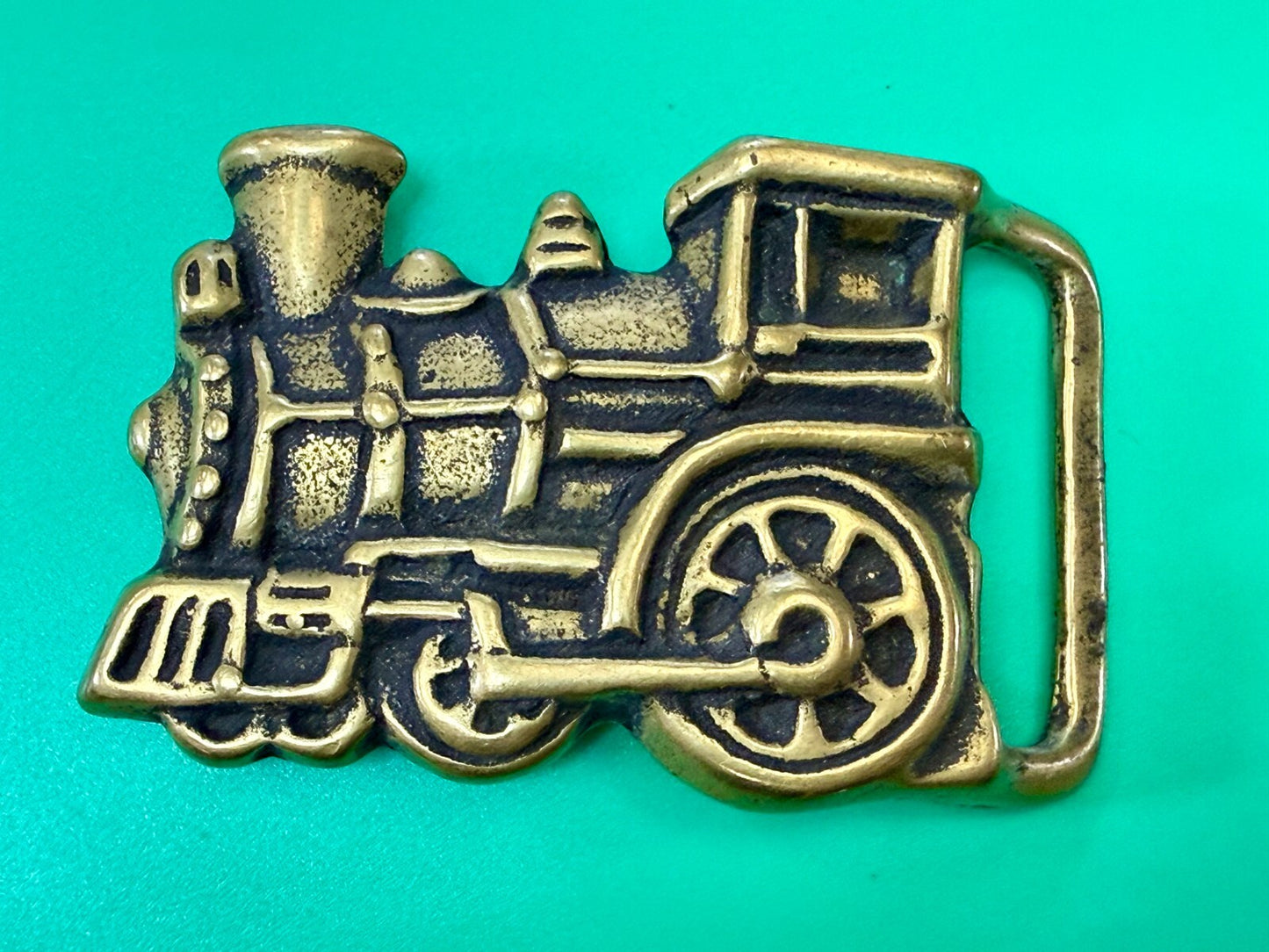 Toy Railroad Steam Engine Locomotive Train Cutout Solid Brass Belt Buckle