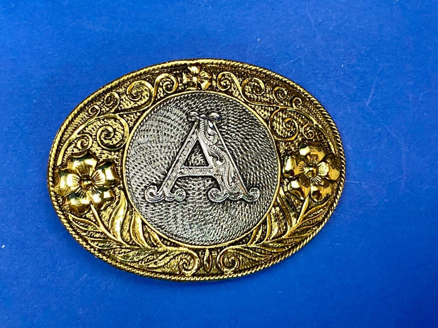 Vintage Letter Initial Monogram A Western Belt Buckle - E Makers Mark
