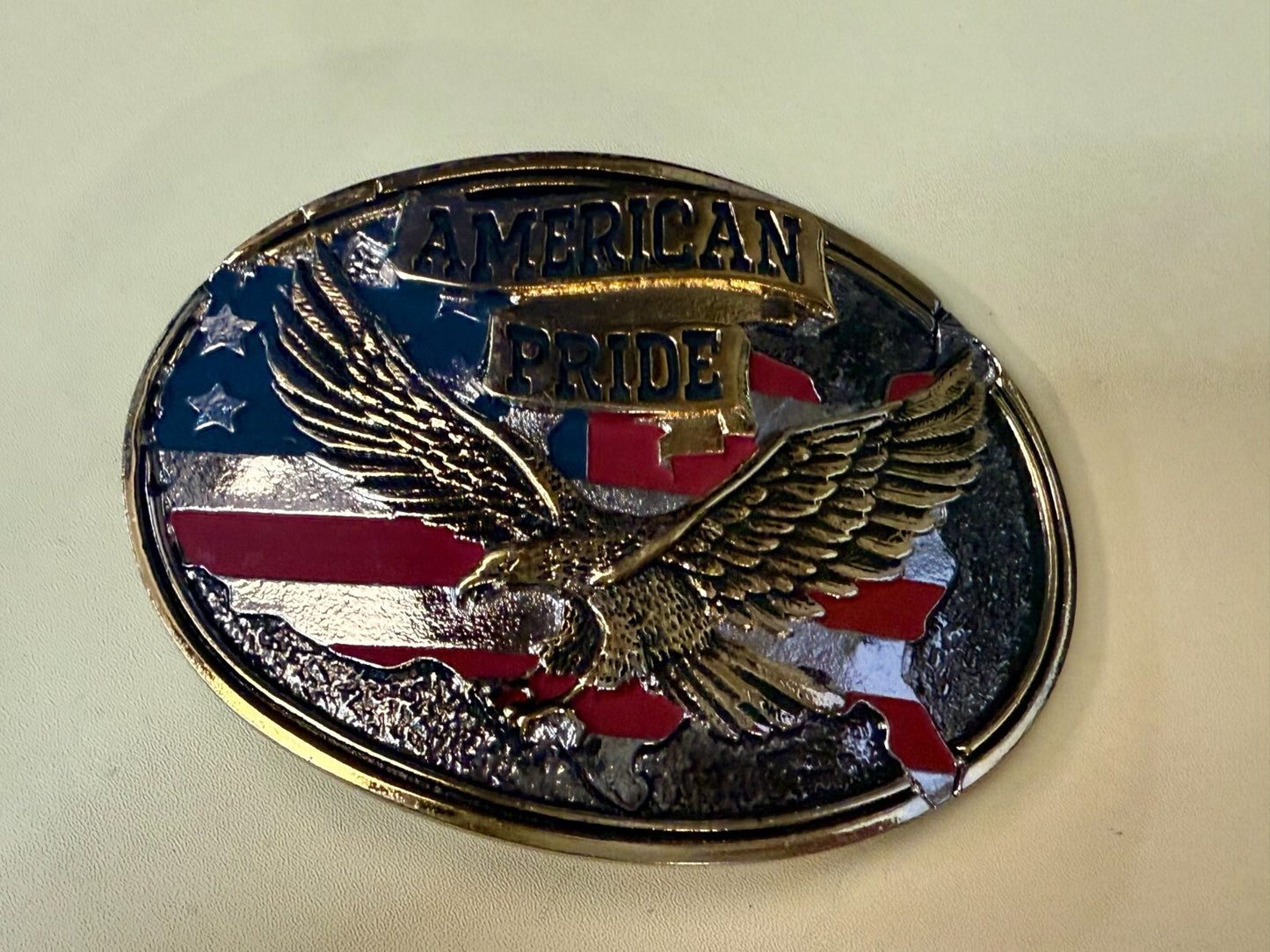 American Pride - Patriotic USA United States Flag and Eagle Western Belt Buckle