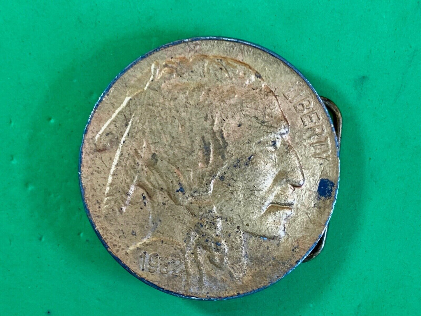 1976 Large Indian Head Penny Belt Buckle - Buffalo - Coin - Cent - Feather