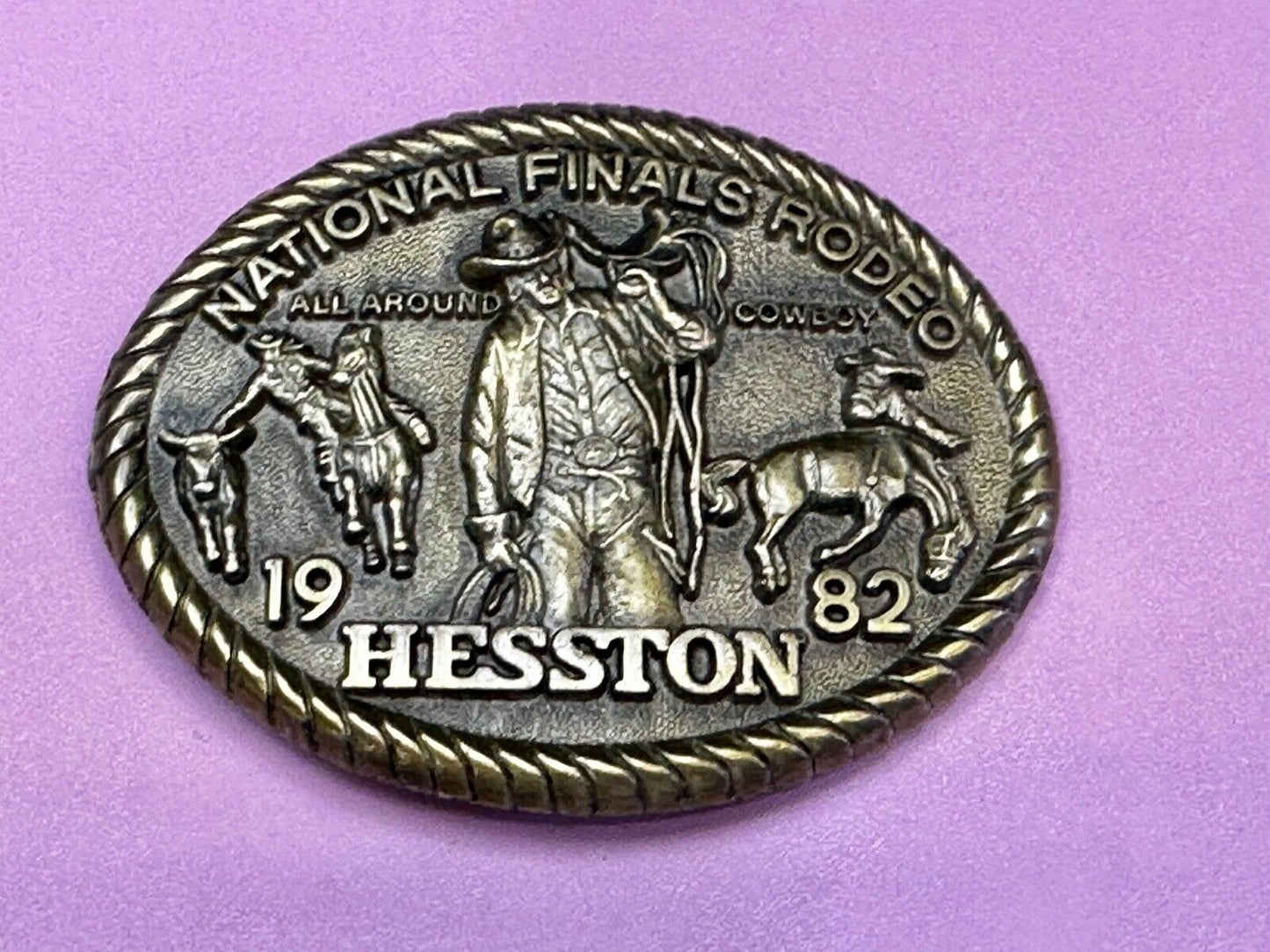 1982 Hesston NFR All Around Cowboy National Finals Rodeo Belt Buckle