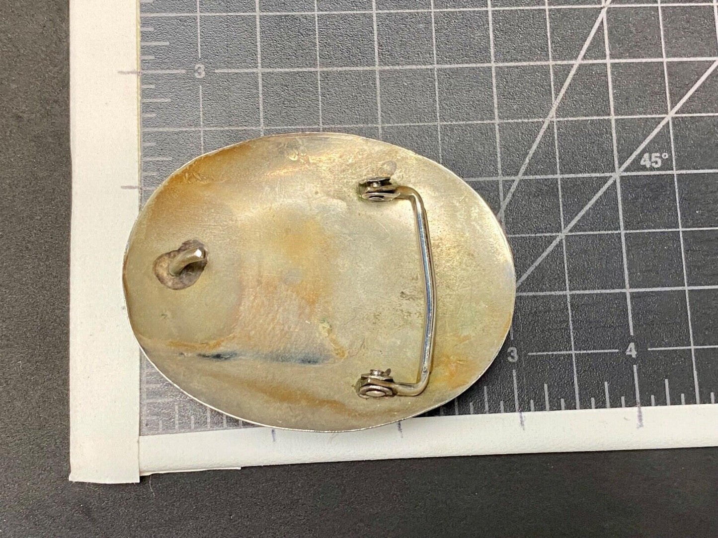 Bear Coming At You! Crushed Turquoise Belt Buckle - Hallmarked Nc? Navajo?