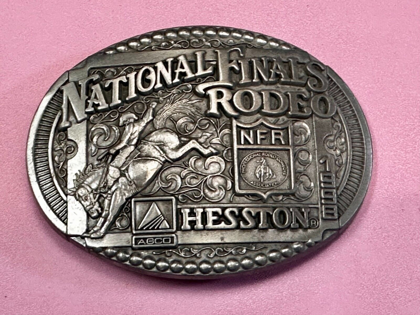 1998 ADM Hesston NFR National Finals Rodeo Cowboys Western Belt Buckle