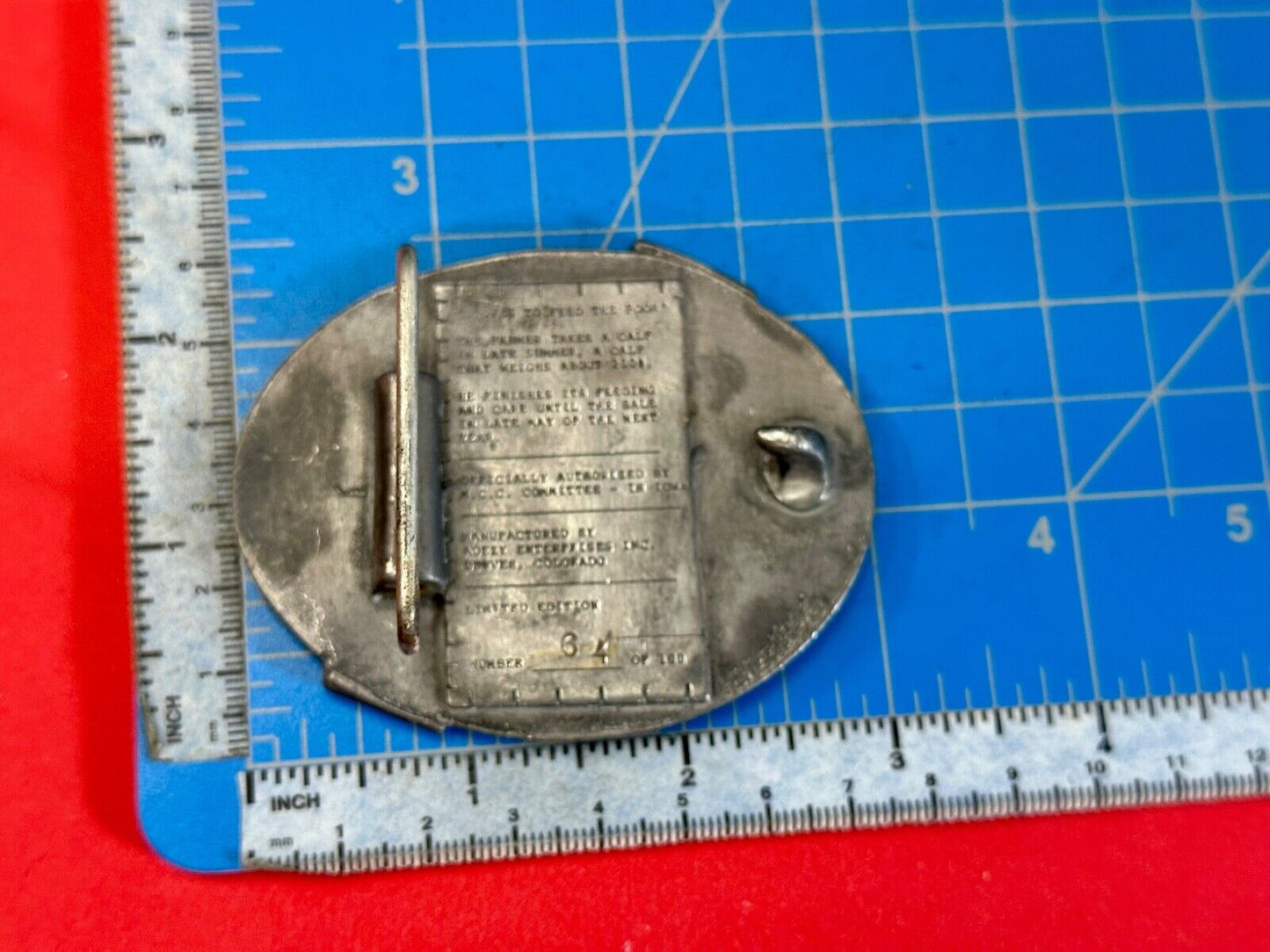 1990 Iowa MCC rebuff sale- Feed Calf to feed the poor belt buckle